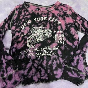 Girls waffle knit tie dye motorcycle shirt‎
